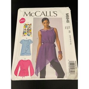 00334 - McCall's Sewing Pattern M6846 Misses Tunic Top Belt SZ A5 (6-8-10-12-14)